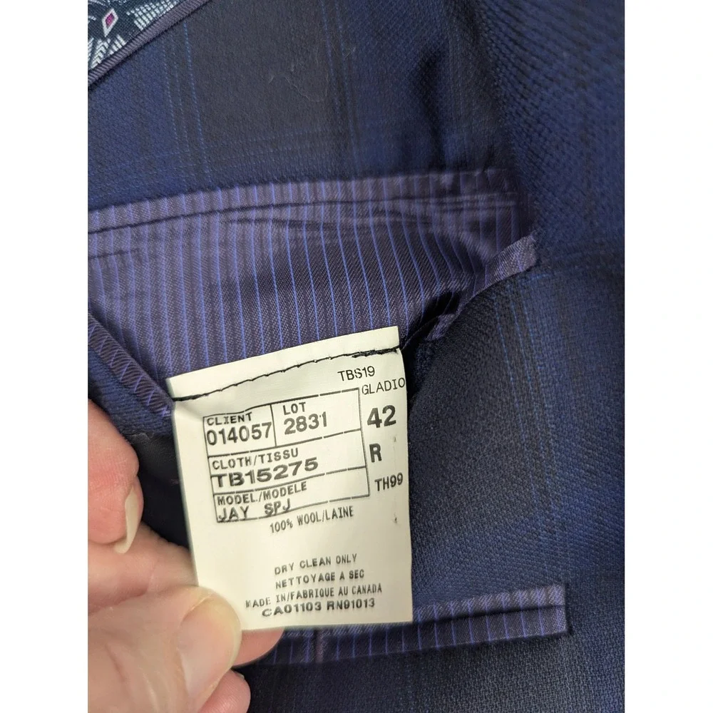 READ Ted Baker Endurance Jay SPJ Blazer Blue Black Plaid 42R Wool Sport Coat